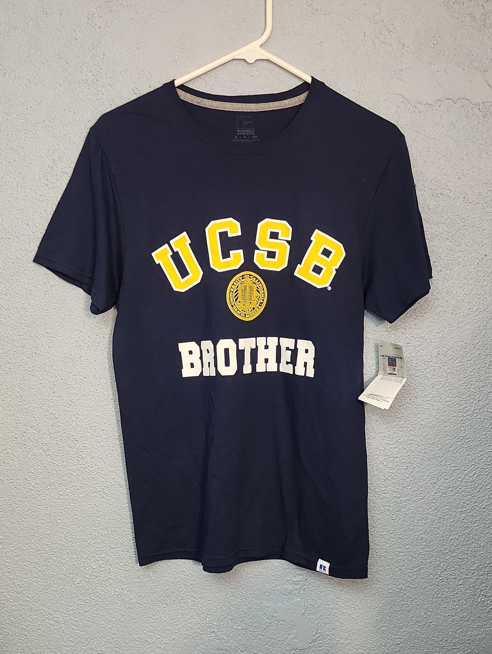 Russell Athletic Navy UCSB 'Brother' Short-Sleeve Tee with Yellow Letters